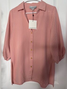 Alex & Parker Pink Button-Front Women's Blouse size medium
